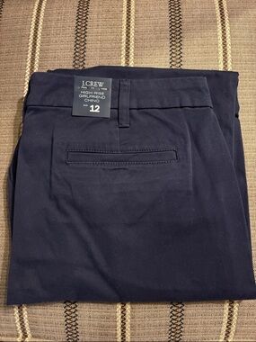 NWT J.Crew High Rise Girlfriend Chinos, Navy, size 12